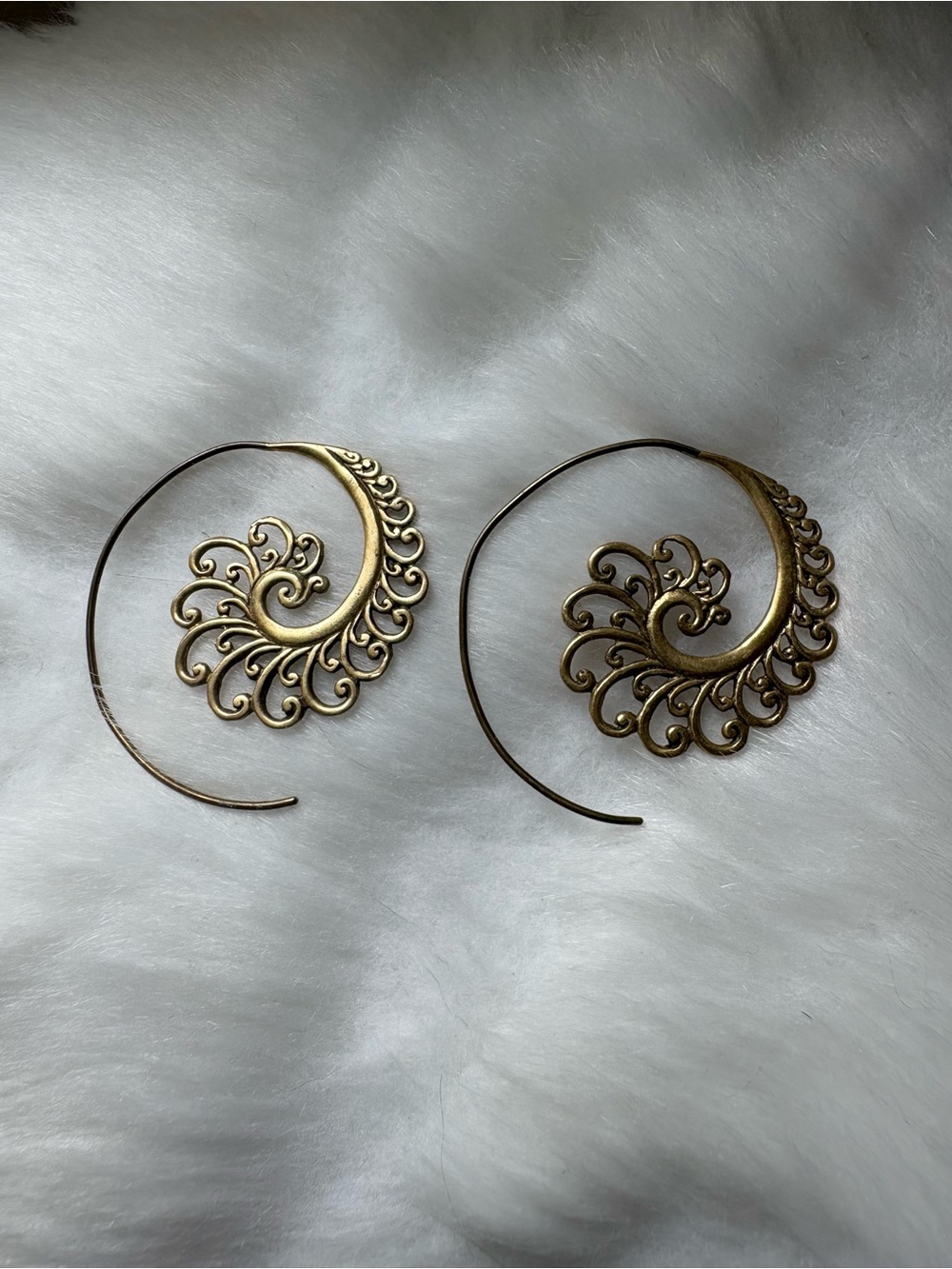 Brass Spiral Hoop Earrings